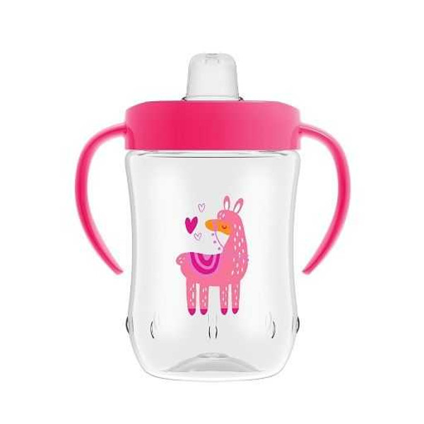 Dr.Brown's 9 oz/270 mL Soft-Spout Toddler Cup w/ Handles - Pink Llama Deco, 1-Pack TC91024-INTL