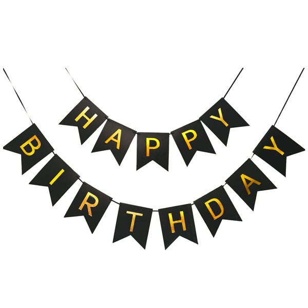 Happy Birthday Banner With Shimmering Gold Letter Stylish Decoration
