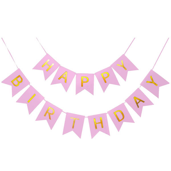 Happy Birthday Shimmering Gold Letter Banner Party Decoration