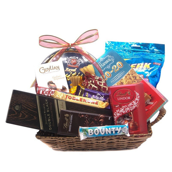 Dry Nuts Pouch with JW Double Black, Assorted chocolates, Premium cookie and Walnut kernels Basket Dry Nuts Pouch with JW Double Black, Assorted chocolates, Premium cookie and Walnut kernels Basket
