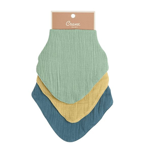 Crane Baby Muslin 3Pc Bib Set - River Crane Baby Muslin 3Pc Bib Set - River