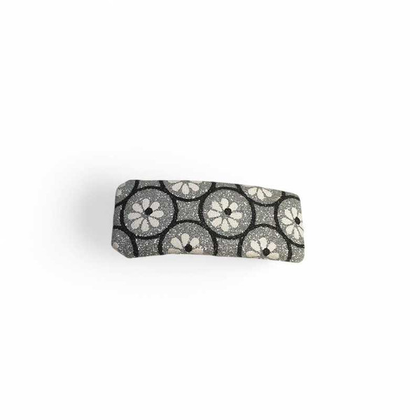 Glittery Floral Printed Silver Hair Clip Glittery Floral Printed Silver Hair Clip
