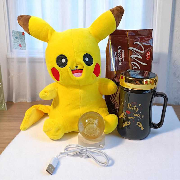 Birthday Fun Gift Combo With Pikachu Toy, LED Lamp And Party Mug Birthday Fun Gift Combo With Pikachu Toy, LED Lamp And Party Mug