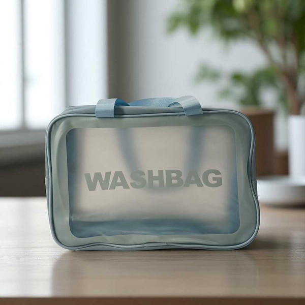 Sky BlueTransparent Large Makeup Bag MUP-07