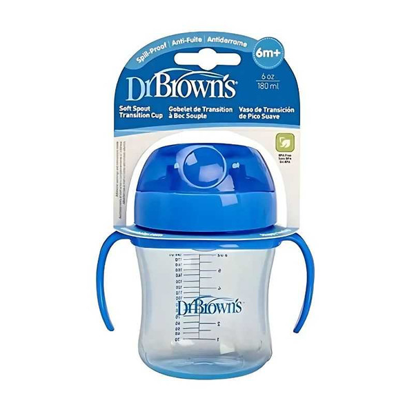 Dr.Brown's 6 oz / 180 ml Soft-Spout Transition Cup w/ Handles 6m+ TC61001-INTL