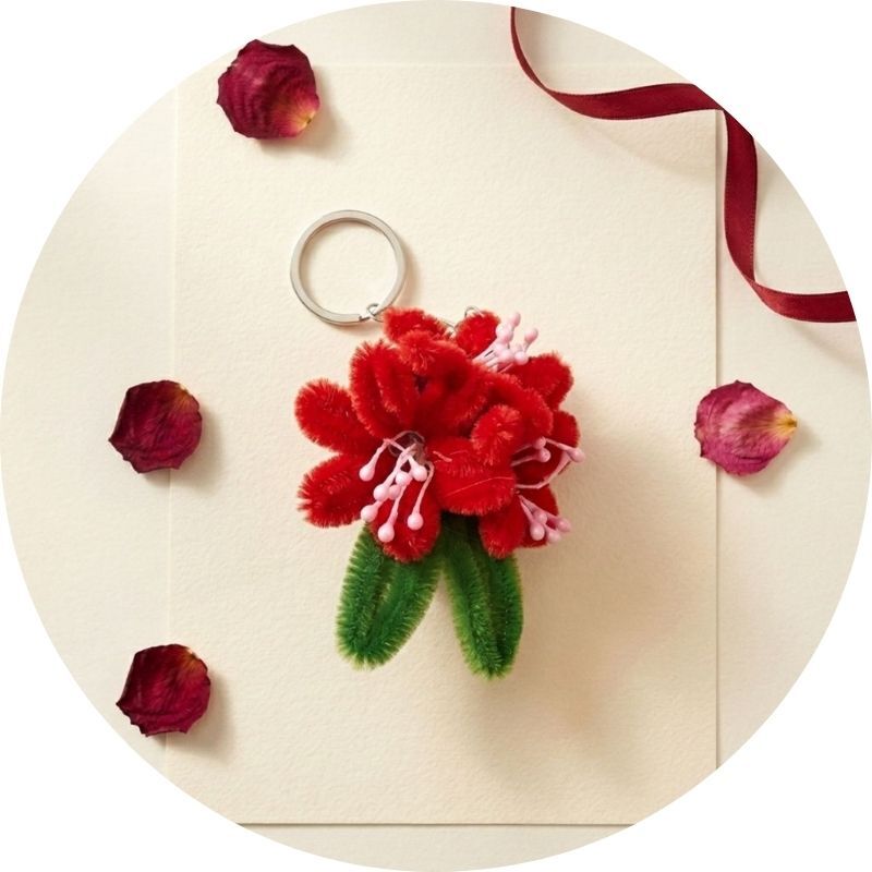 Fuzzy Flower Keyrings