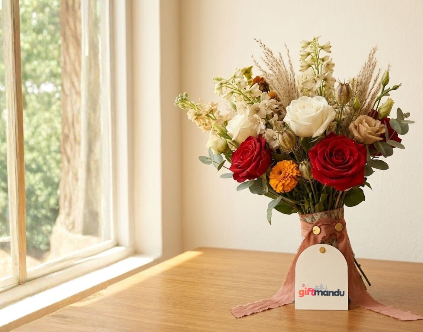 Hand-tied fresh flower bouquet delivered in Kathmandu