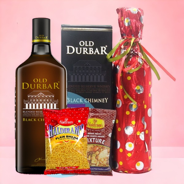 Old Durbar Black Chimney 750ml and Wine with Namkeens Occasions