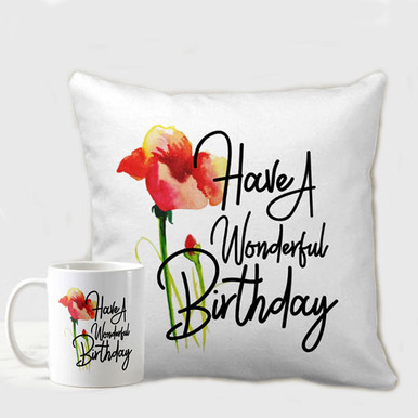 "Have A Wonderful Birthday" Cushion & Mug