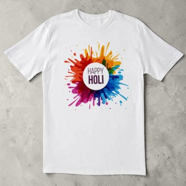 Happy Holi Printed T-shirt For Adults