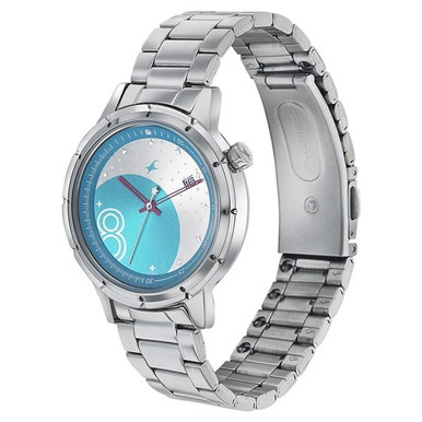 Fastrack Space Rover Aqua & Silver Dial Analog Women's Watch - 6194SM01