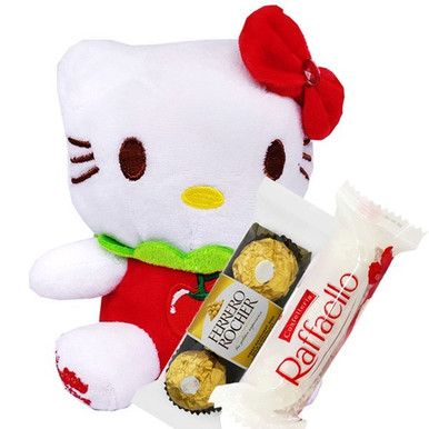 Adorable Kitty With Ferrero Rocher & Raffaello T3 Combo