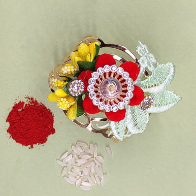 Colourful Floral Design Bracelet Rakhi for Bhabhi