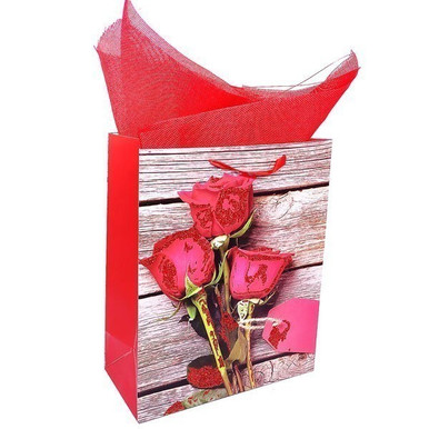 Red Roses Printed Design Paper Bag (1-3 Items)