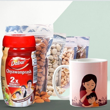 Chyawanprash, Dry Nuts and Mother's Day Mug Combo