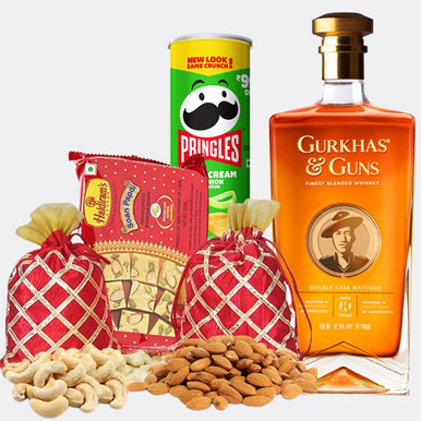 Gurkhas & Guns Whisky with Dry Nuts, Sweets and Chips