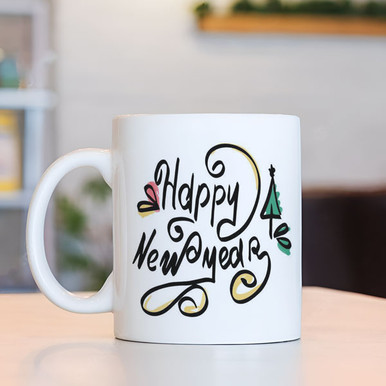 Beautiful Design New Year Greeting Printed Ceramic Mug