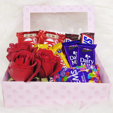 Roses with Chocolate Twin Box Chocolates Gift to Nepal | Giftmandu