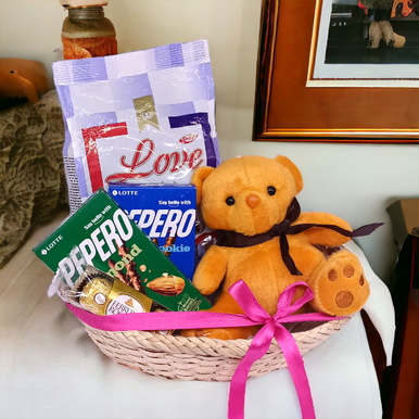 Teddy Combo With Ferrero & Love Chocolates Gift Hampers Gift to Nepal ...