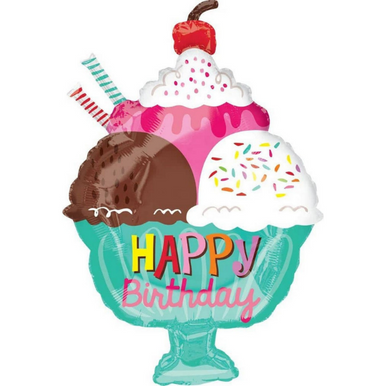 Ice cream Happy Birthday Foil Balloons- 30"