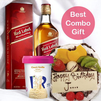 JW Red Label Whiskey with Cake & Icecream