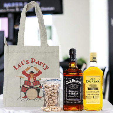Old Durbar and Jack Daniels Whisky With Dry-Nuts & Tote Bag (Large) Combo