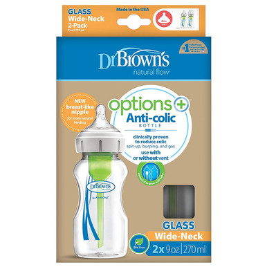 Dr.Brown's 9 oz/270 ml Options+ Wide-Neck Baby Bottles 2-Pack