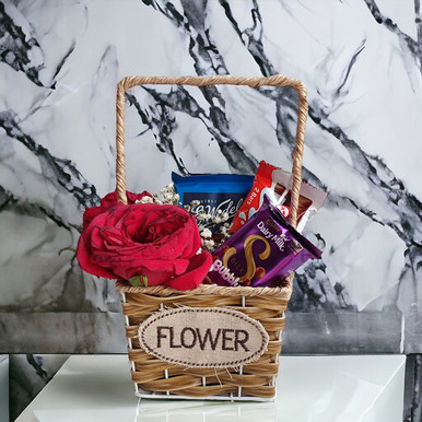 Love in a Basket: Red roses and Premium Chocolates Valentine's Day Gift ...
