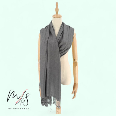 Grey Color 100% Cashmere Pashmina Shawl