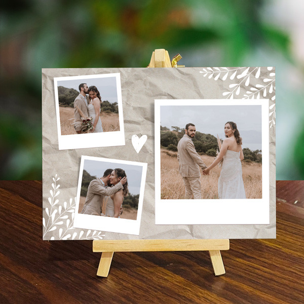 Personalized Mini Canvas with Easel: Holds 3 Photos