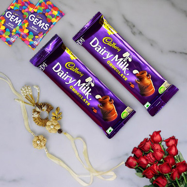Radiant Duo Chocolate Rakhi Set for Bhaiya Bhabi