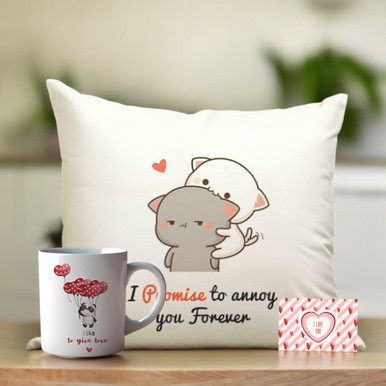 Personalized Love Gift: Cushion, Mug, and Greeting Card