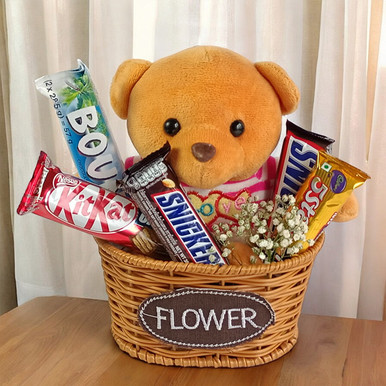 Teddy & Chocolates Delight Basket Birthdays Gift to Nepal | Giftmandu