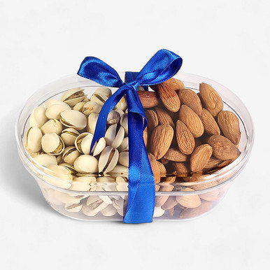 Almonds and Pistachios in a Container