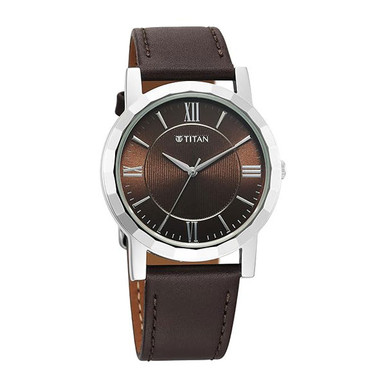 Titan Karishma Brown Dial Analog Leather Strap Men's Watch-1644SL01