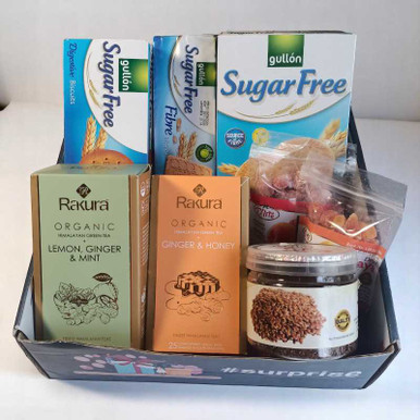 Healthy Treats Box: Gullon Snacks & Rakura Tea Gift Hampers Gift to ...