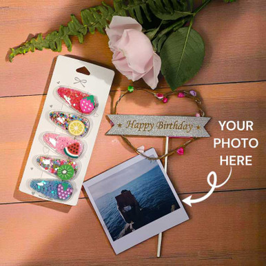 Hair Clip with Pink Rose, Birthday Cake Topper Gift for Her