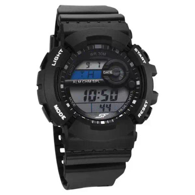 SF Sporty Digital Black Dial Polyurethane Strap Watch for Men -77130PP01