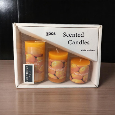 Set of 3 Orange Scented Candles Candle Gift to Nepal Giftmandu
