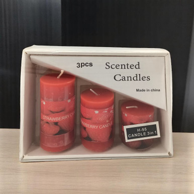 Set of 3 Strawberry Scented Candles