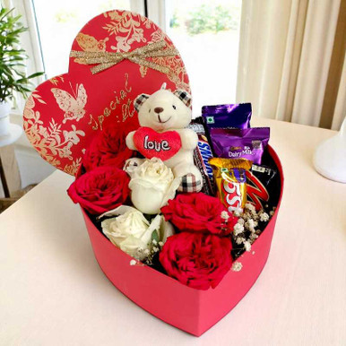 Sweet Love Surprise with Teddy & Roses