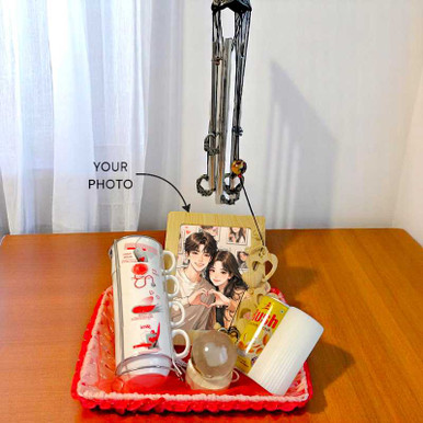 Romantic Gift Basket with Photo Frame & Wind Chime