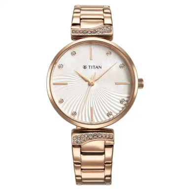 Titan Purple Style Up Quartz Analog Mother Of Pearl Dial Watch for Women 95237WM01