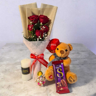 Romantic Red Rose Bouquet with Chocolate & Teddy Gift to Nepal | Giftmandu