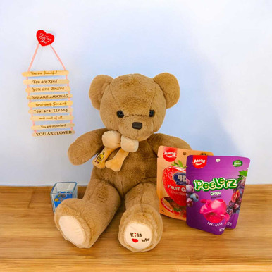 Romantic Teddy Bear Gift Set with Candies & Candle