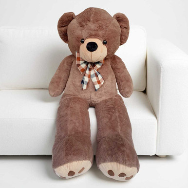 63 In. Giant Brown Huggable Teddy Bear with Plaid Bow Gift to Nepal ...