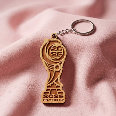 3D Laser Engraved FIFA World Cup 2026 Wooden Keychain Gift to