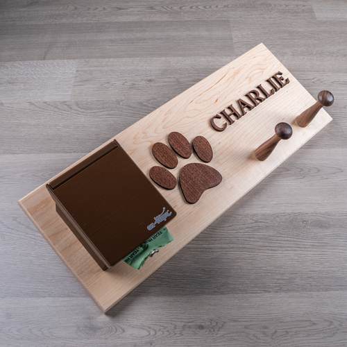 Dog Walk Station - Personalized leash hook with Bag Dispenser