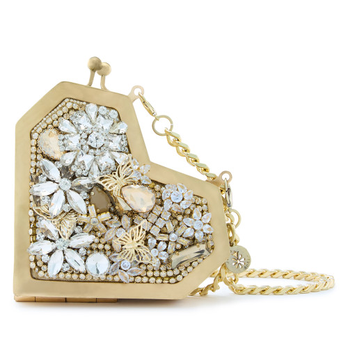 Anaar Le Jardin Slingette Floral Stone Embellished Clutch Bag