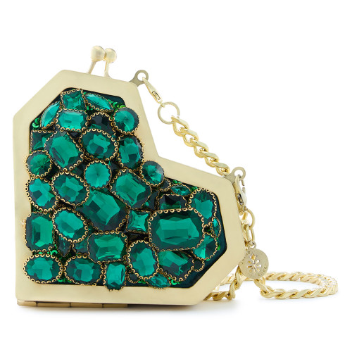 Anaar LIZA SLINGETTE Emerald Swarovski Stone Embellished Clutch Bag